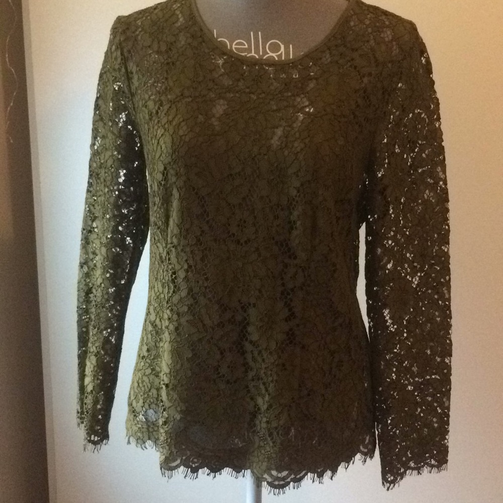 J. Crew - Olive Green Lace Blouse
